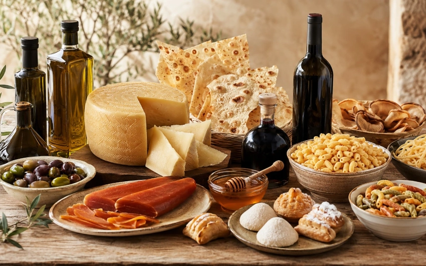 Stilleben mit sardischen Delikatessen