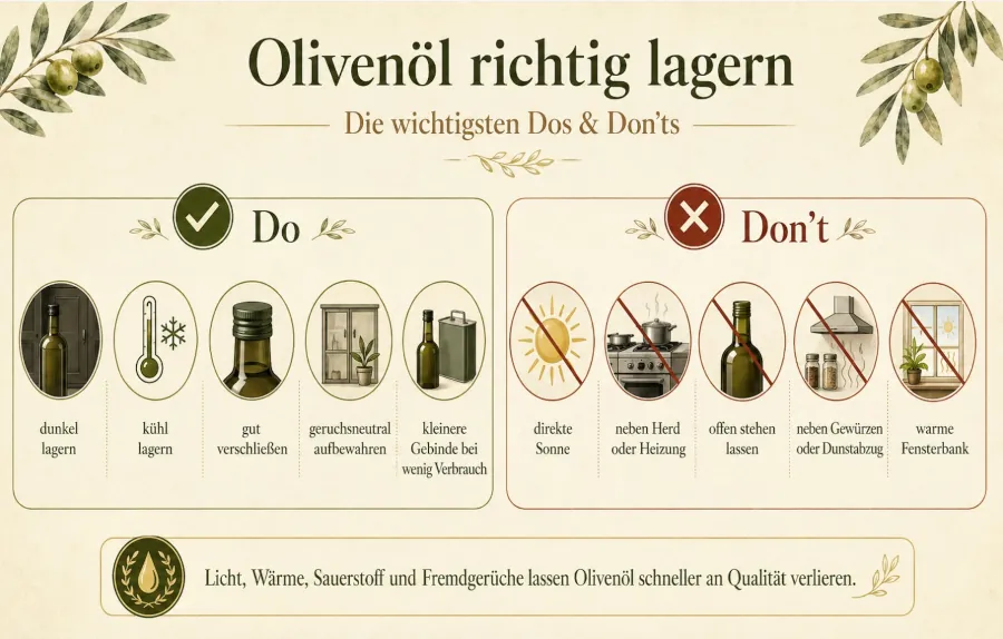 Richtige Lagerung von Olivenöl