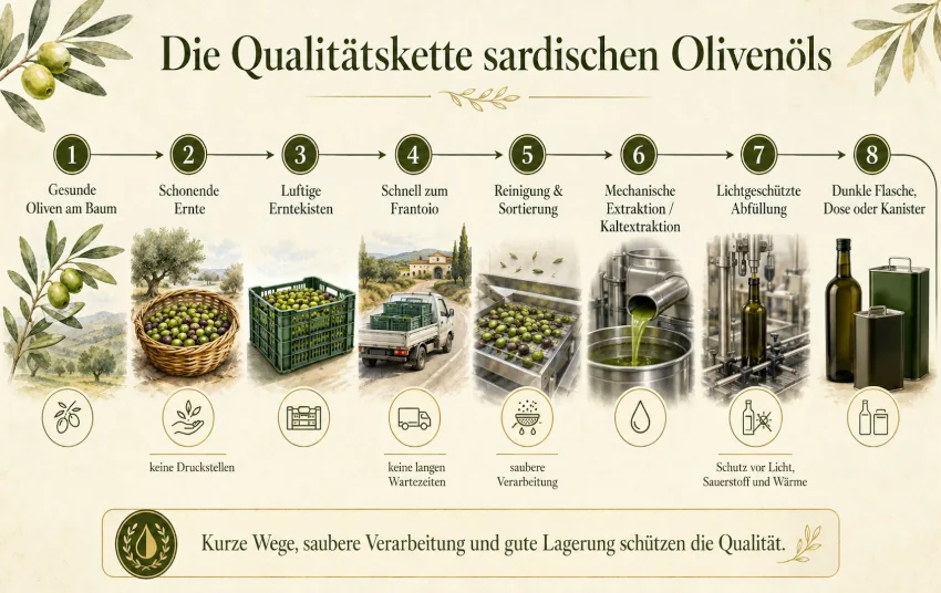 Die Qualitätsecke sardischen Olivenöls