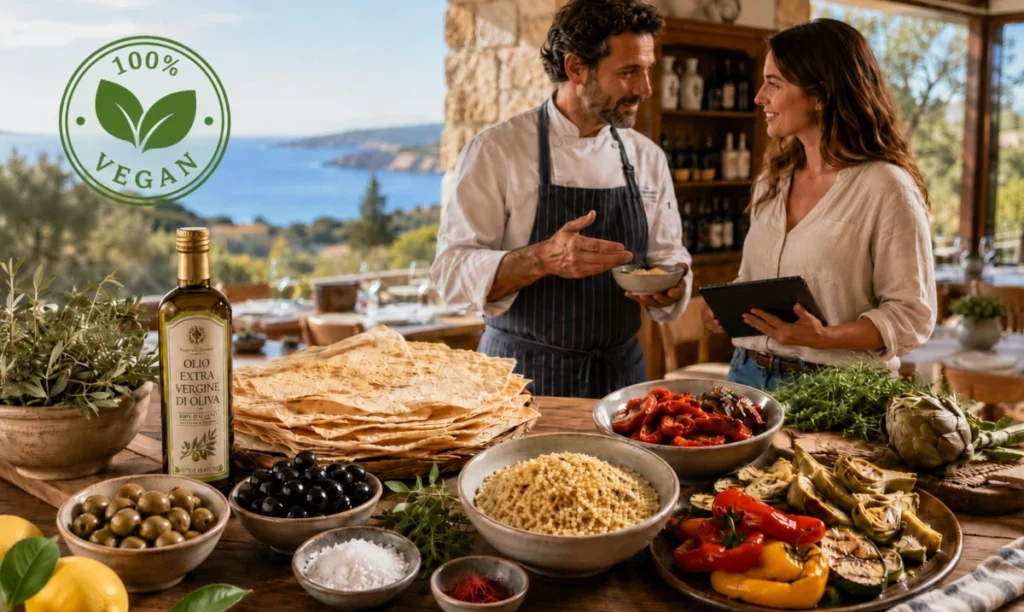 Beratung einer Kundin über vegane Produkte