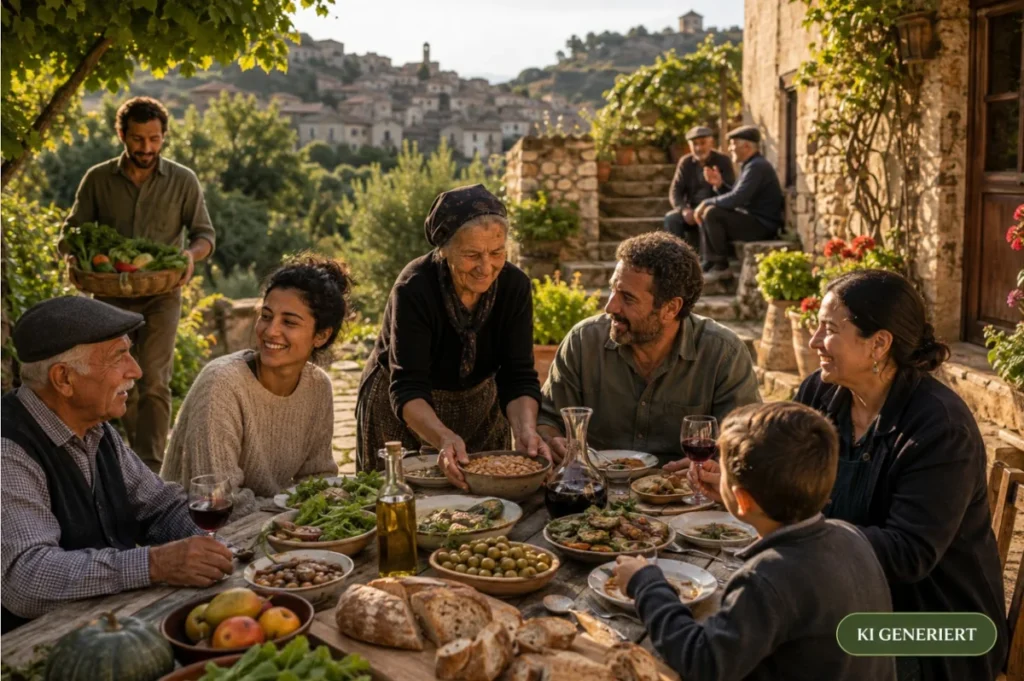 Gemeinsames Essen in der Blue Zone