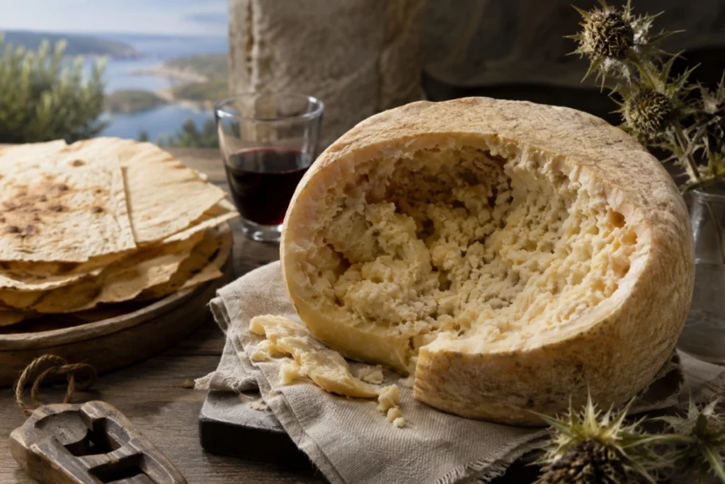 Stillleben mit Casu Marzu Käase aus Sardinien