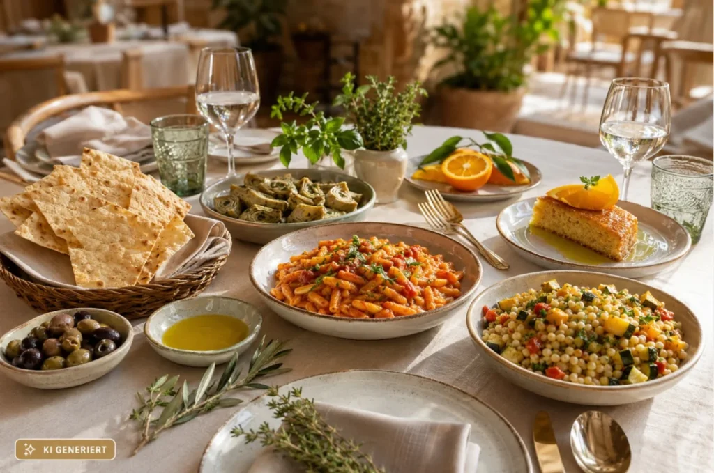 Veganes Menü mit sardischen Zutaten