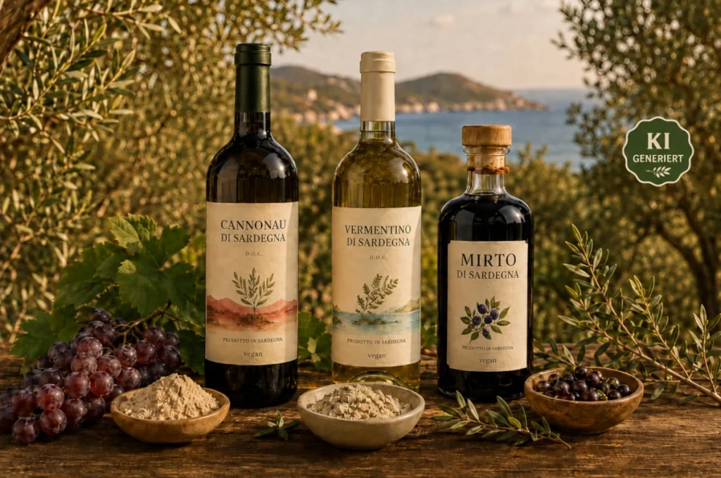 Veganer Wein und Mirto aus Sardinien